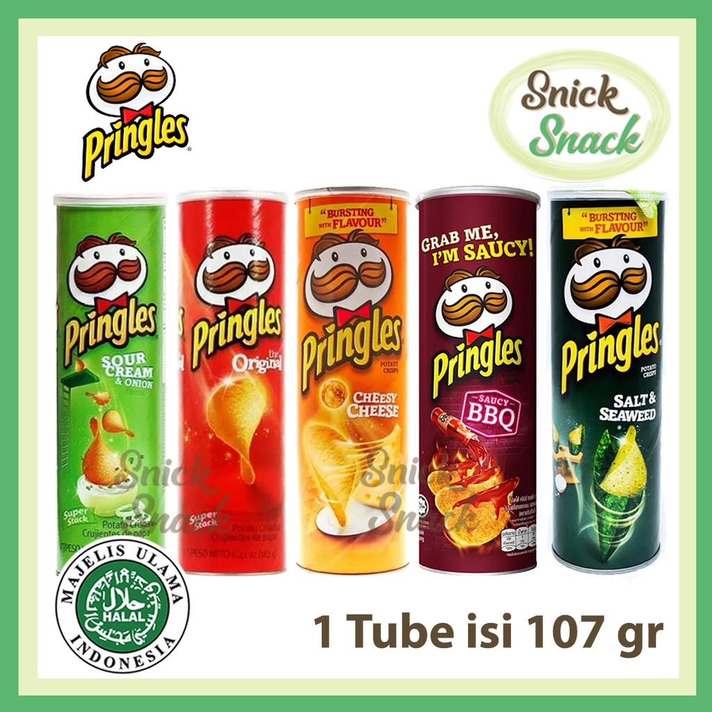 Jual Pringles Keripik Kentang Rasa Original Bbq Seaweed Cheesy Cheese Sour Cream Tube Isi 107 Gr 1377