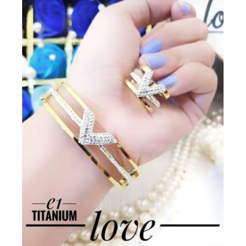 Titanium set gelang cincin