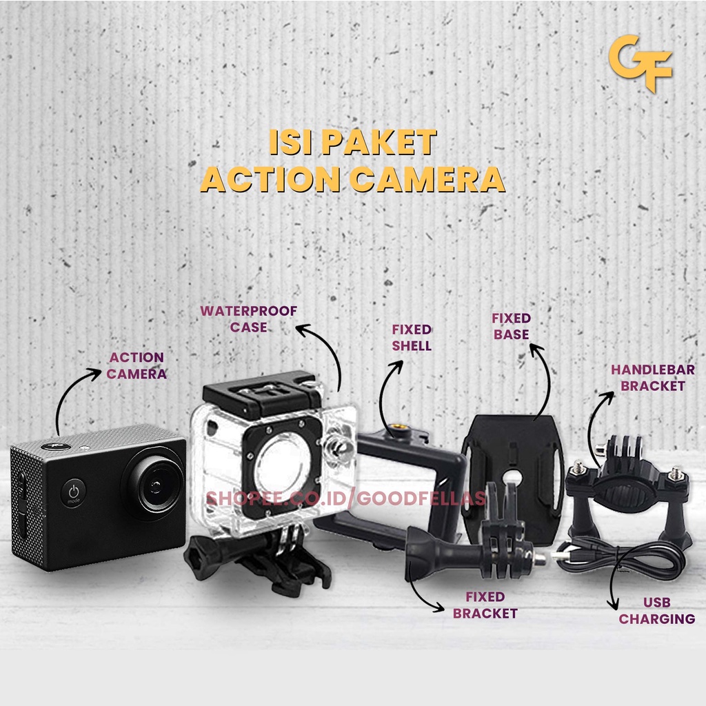 Action Camera 1080 HD Include Case Anti Air dan Aksesoris Lengkap - GoodFellas-4