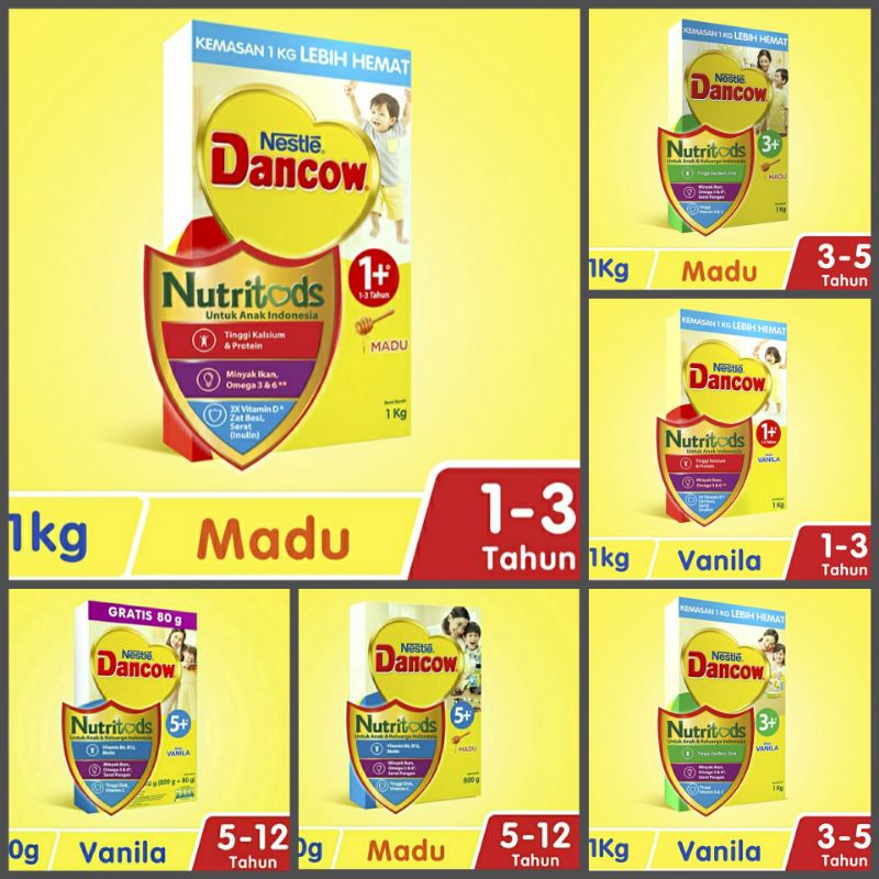 Dancow 1+ 3+ 5+ Vanila/Madu/Cokelat