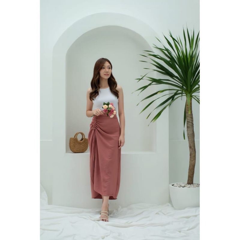 JOSEPH MIDI SKIRT - ROK SERUT CASUAL CRINKLE - KOREAN SKIRT