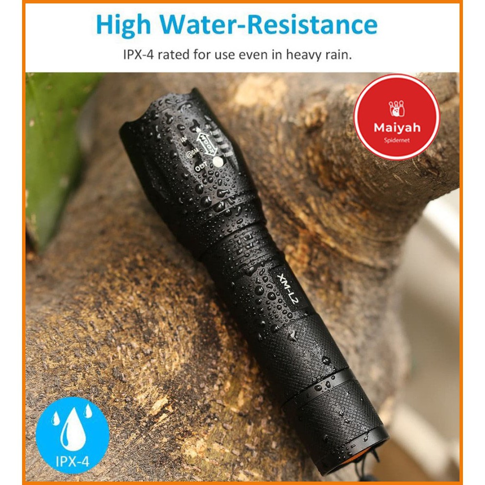 Lampu Senter LED Cree Laser Terang E17 XM-L T6 2000 Lumens 18650 / 3 x AAA lapu super terang