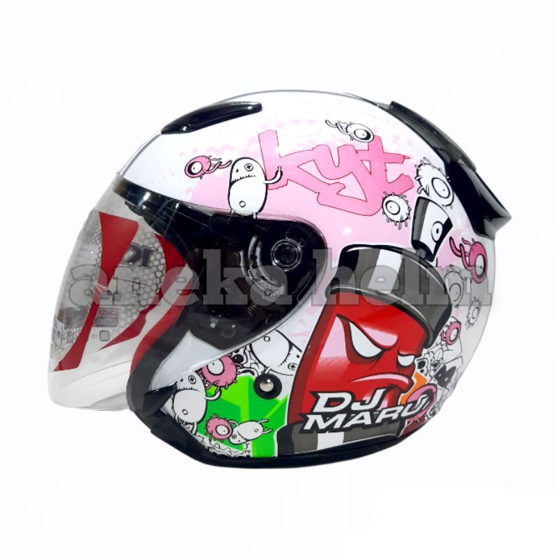 HELM KYT DJ MARU MOTIF seri 5  WHITE/PINK
