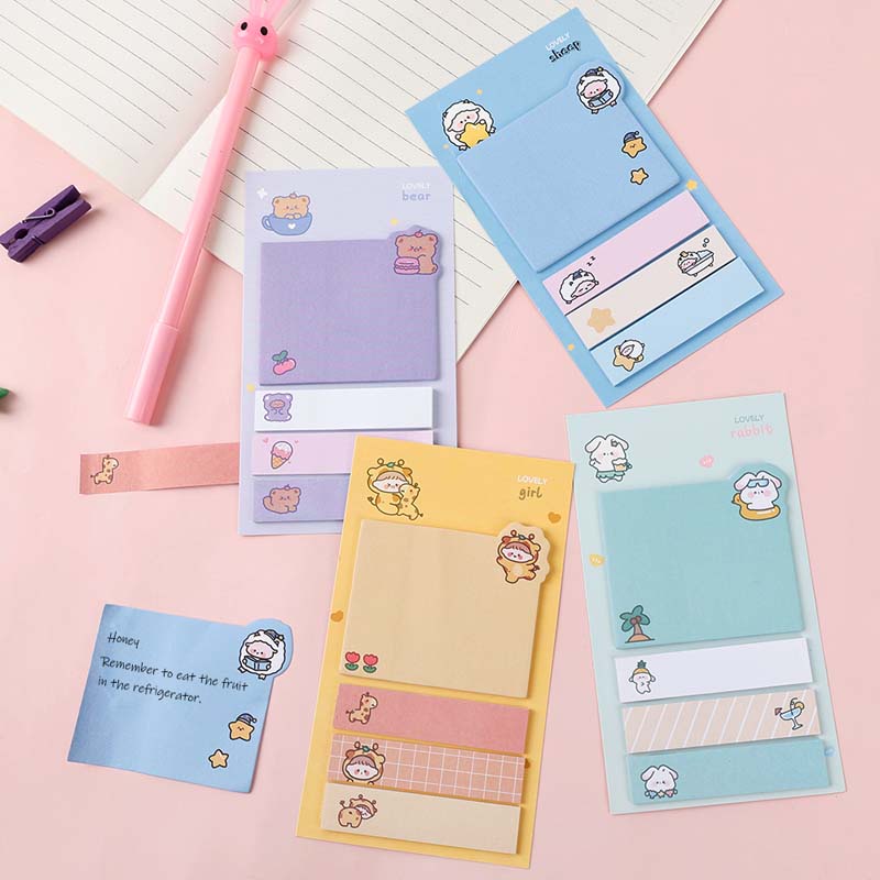 80 Lembar Sticky Note Tebal Portable Motif Kartun Untuk Stationery Sekolah / Kantor