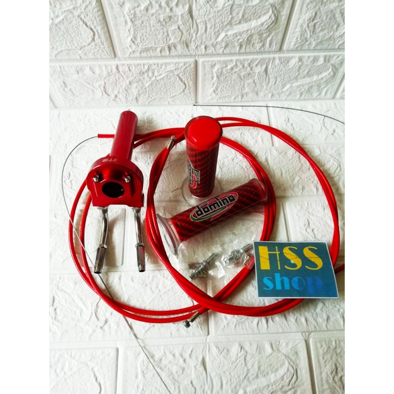 Gas Spontan Kabel 2 + Handgrip Domino + 2 Kabel Gas Serat = Mio M3, Beat, Ninja 250,,Mio J, Scoopy, 