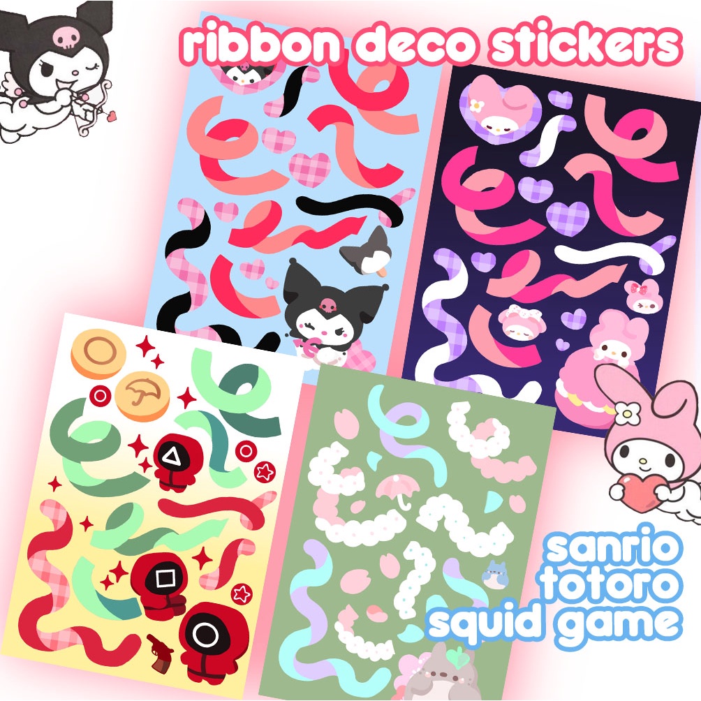 

Stiker Deco Ribbon Animals Polco Stiker Sanrio Kuromi My Melody Squid Game and Totoro Polco Collab. Ribbons Sanrio Sticker Hias Lucu