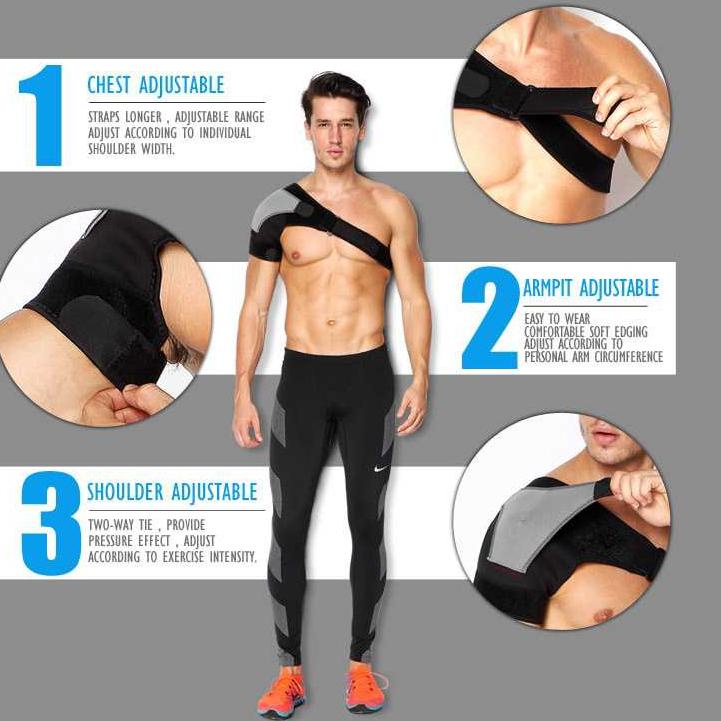 Terbaru.. Shoulder Support Brace Guard Wrap Belt Fitness / Penyangga Penopang Penahan Bahu Tangan Ka