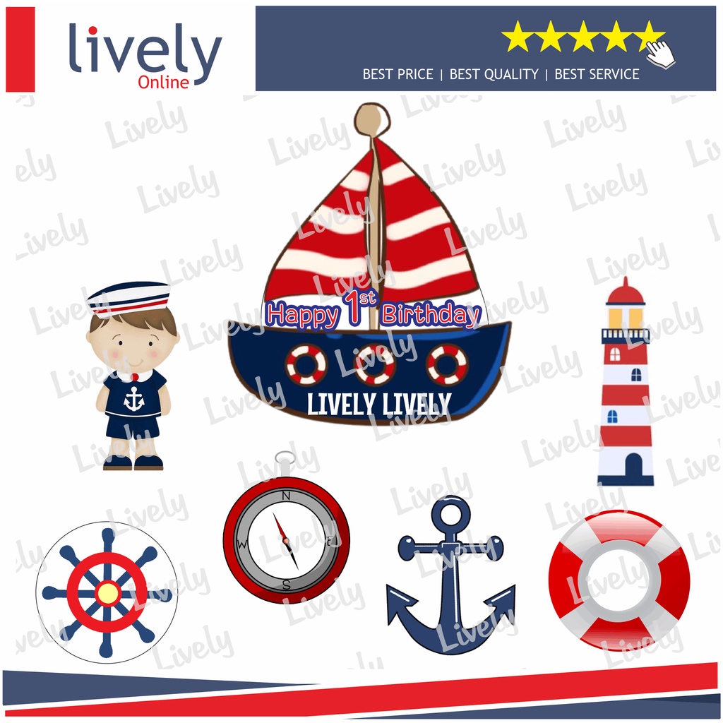 CUSTOM NAMA CAKE TOPPER KARAKTER SAILOR HIASAN KUE ULANG TAHUN HAPPY BIRTHDAY