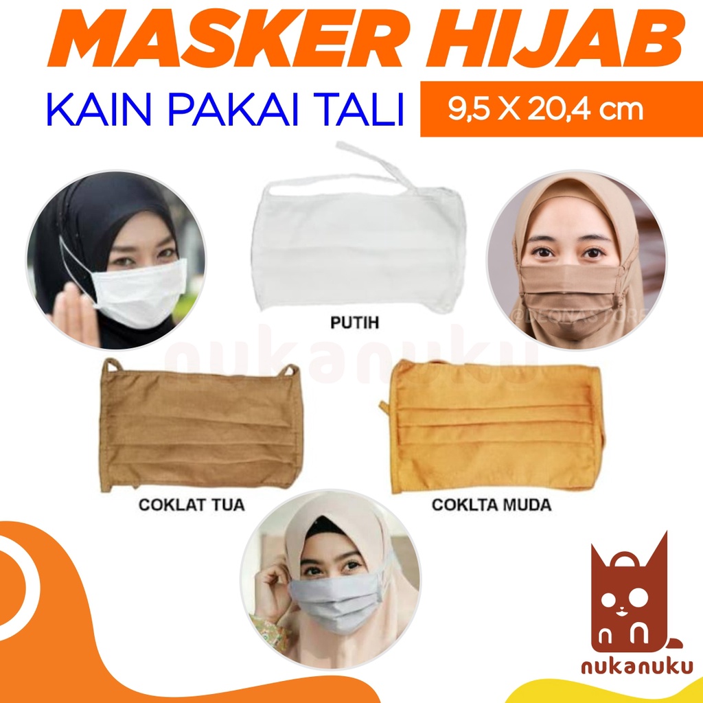 NUKANUKU - Masker Hijab / Masker Hijab Kain / Masker Kain / Masker Kain Hijab Pakai Tali