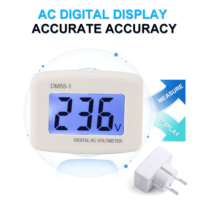 PENGUKUR VOLTASE DIGITAL LCD COLOKAN AC PLN PANEL TESTER VOLT METER 55