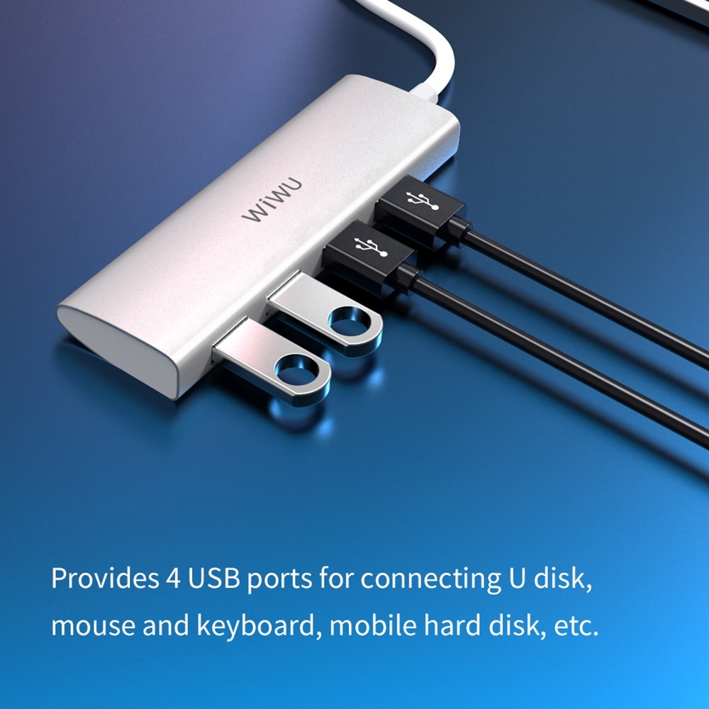 WIWU ALPHA A440 - 4 in 1 USB-C Hub Adapter - USB-C to 4 USB 3.0