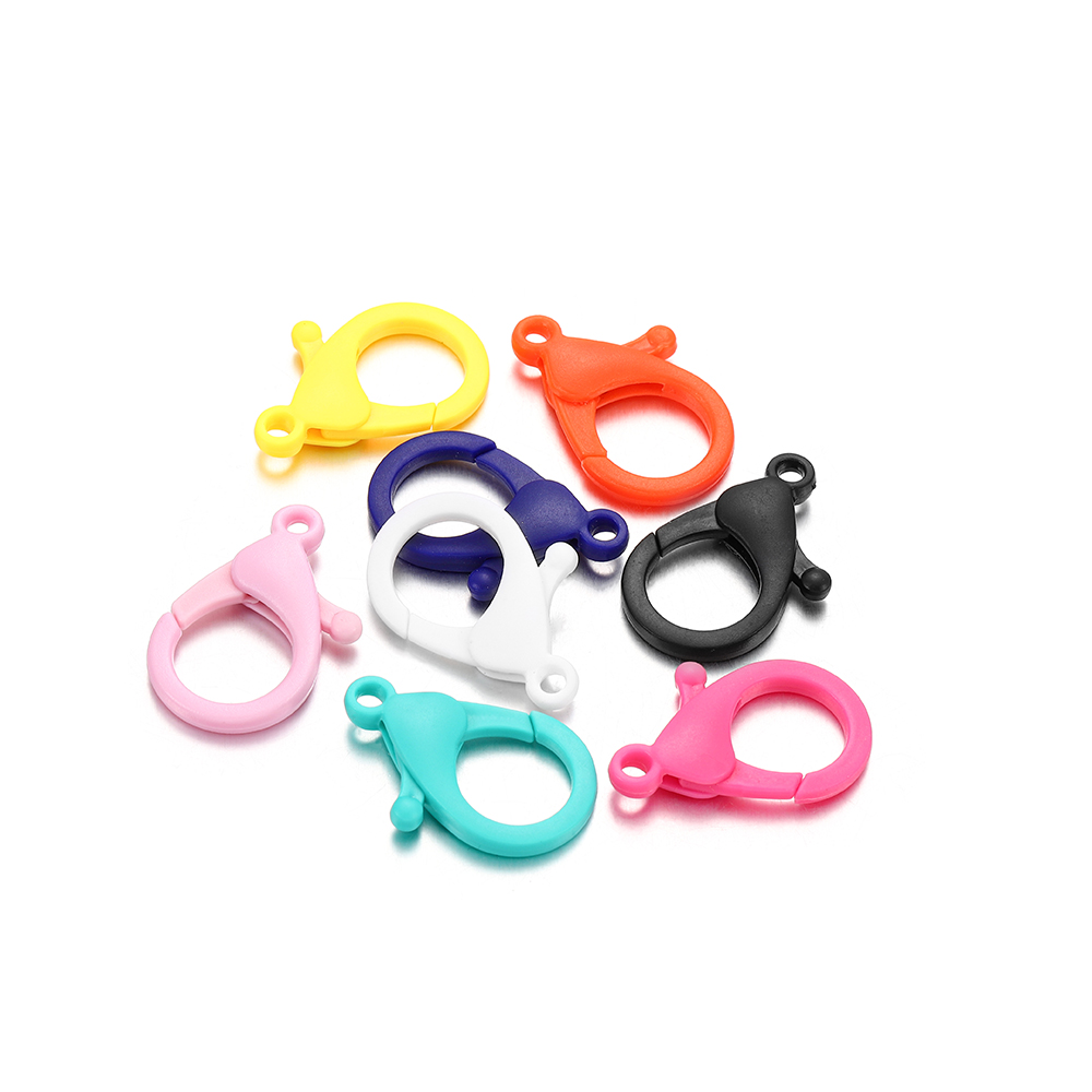 Ready Stock 50Pcs/lot 25mm  Colorful Plastic Key Chain Ring Metal Lobster Clasp Hooks Clips Connectors For DIY Jewelry Making Supplies Accessories