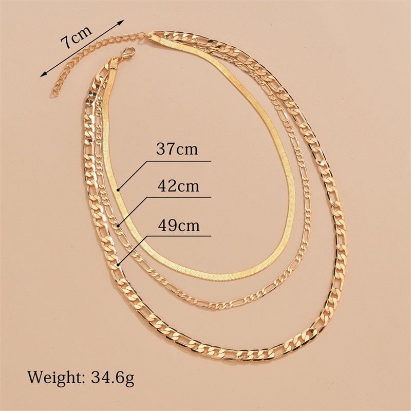 Set Kalung Rantai Multilayer Model Flat Untuk Wanita