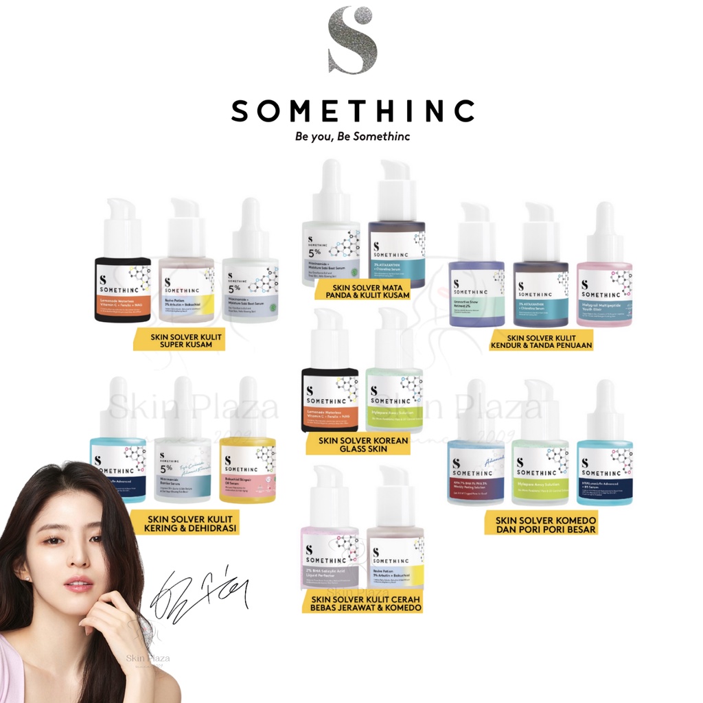 SOMETHINC SKIN SOLVER Serum Bundle Kit Kusam Komedo Pori-Pori Kendur Tanda Penuaan Anti Aging Korean Glass Mata Panda Brightening Cerah Acne Cream Kering dan Dehidrasi Han So Hee