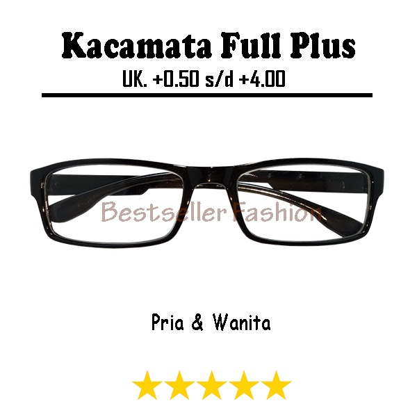 Kacamata Baca Rabun Dekat (+) Uk.+0.50 s/d +4.00 Warna Frame Hitam Persegi Panjang Kaca mata Plus Untuk Pria Wanita FREE KOTAK KACAMATA