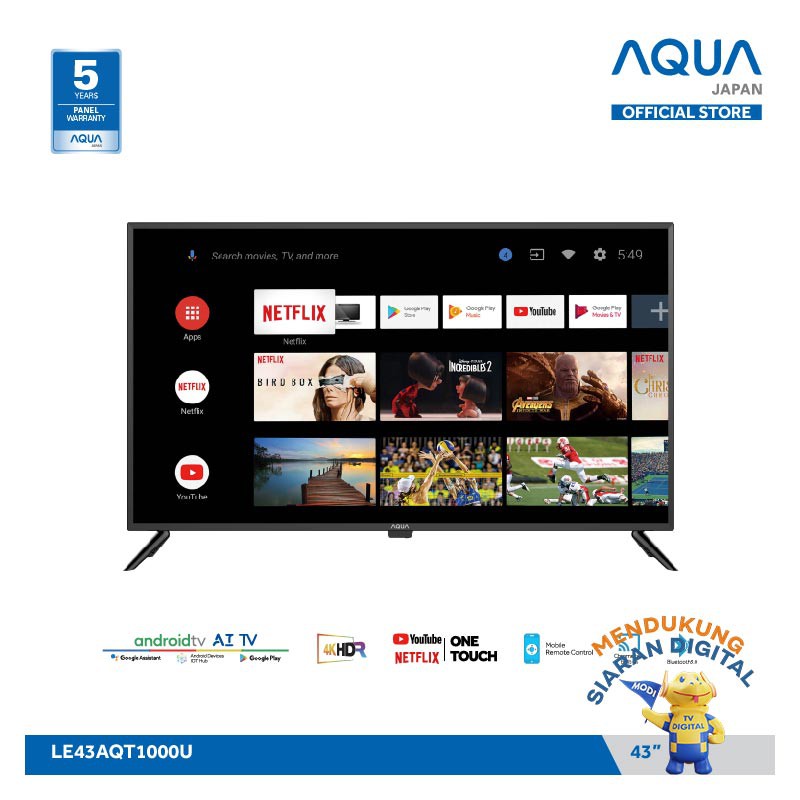 AQUA LED 43" Android TV - LE43AQT1000U