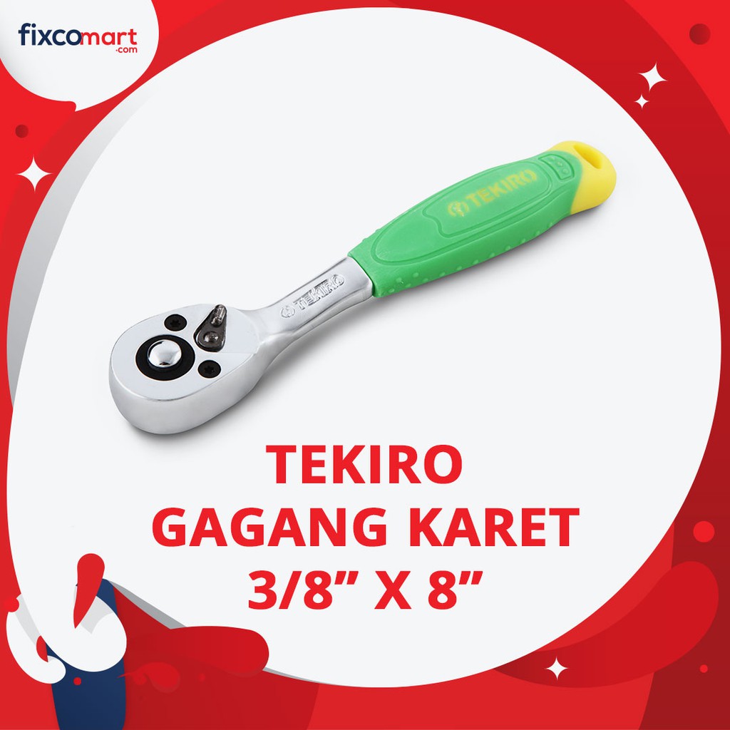 Tekiro Ratchet Handle 3/8 X 8 Inch (Gagang Karet) / Tekiro Ratchet Handle Karet