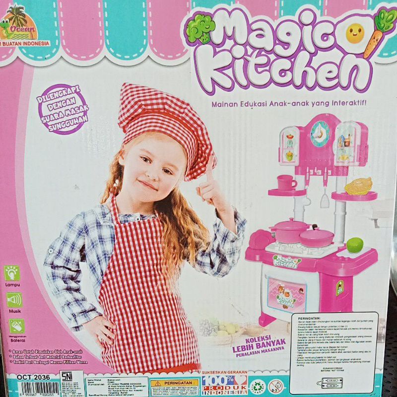 OCT 2036 - Mainan Magic Kitchen Set Dapur Meja Kompor Nyala Lampu Music OCT2036