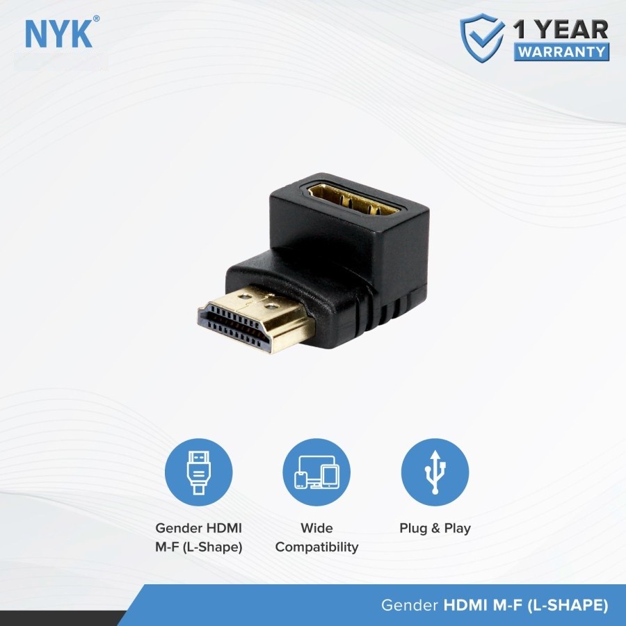 Sambungan (Gender) HDMI M-F Siku NYK / Converter Gender HDMI M/F NYK