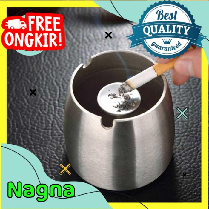 Asbak Rokok Roko Anti Angin Stainless Steel Puntung Bako Tembako
