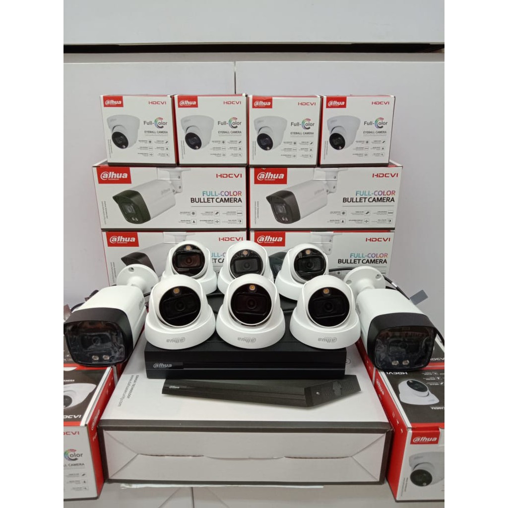 Paket Cctv Dahua ColorVU 8 Kamera 2mp Full HD Komplit Garansi Resmi 2 Tahun