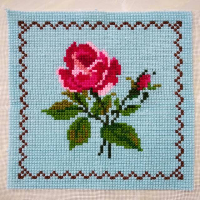 Sulaman Kristik Jadi Motif Bunga Rose [Handmade]