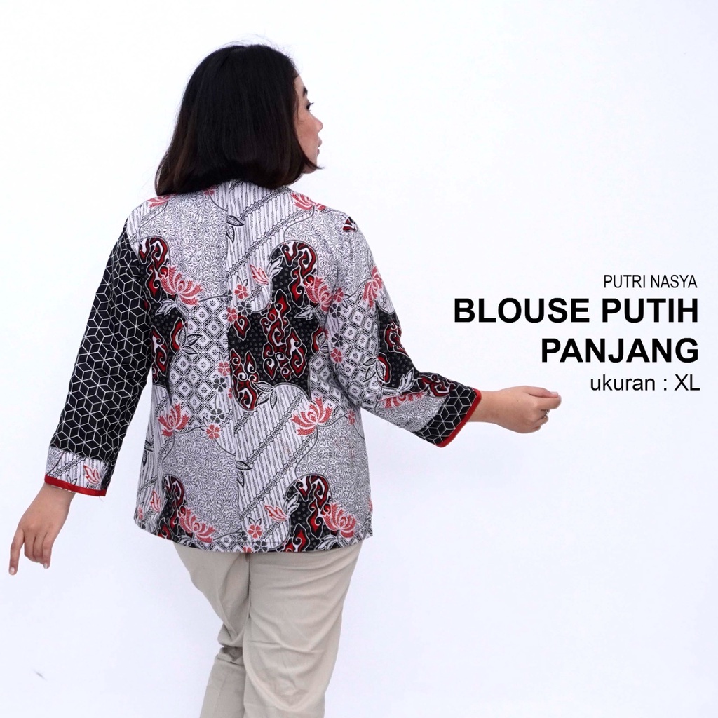 Atasan Batik Blouse Big Size Wanita  Lengkap S-M-L-XL-XXL-3L-4L-5L Model Blus Jumbo Seragam Batik