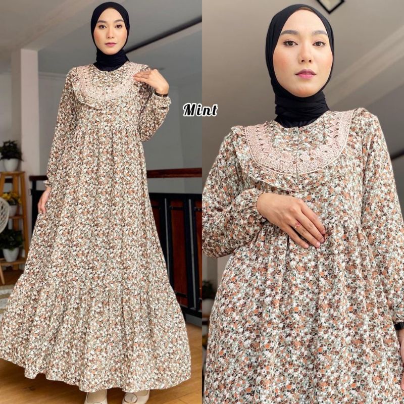 [COD] gamis ceruty renda // gamis ceruty babydoll motif | GAMIS BEST SELLER