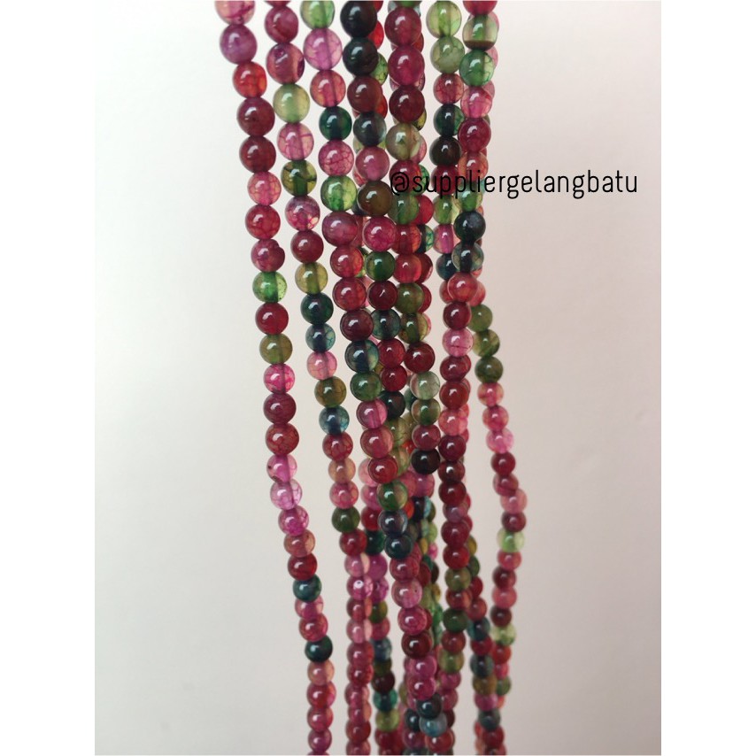 natural 4mm rainbow colour onyx ready stock pancawarna kilap serat aksesoris bahan craft beads