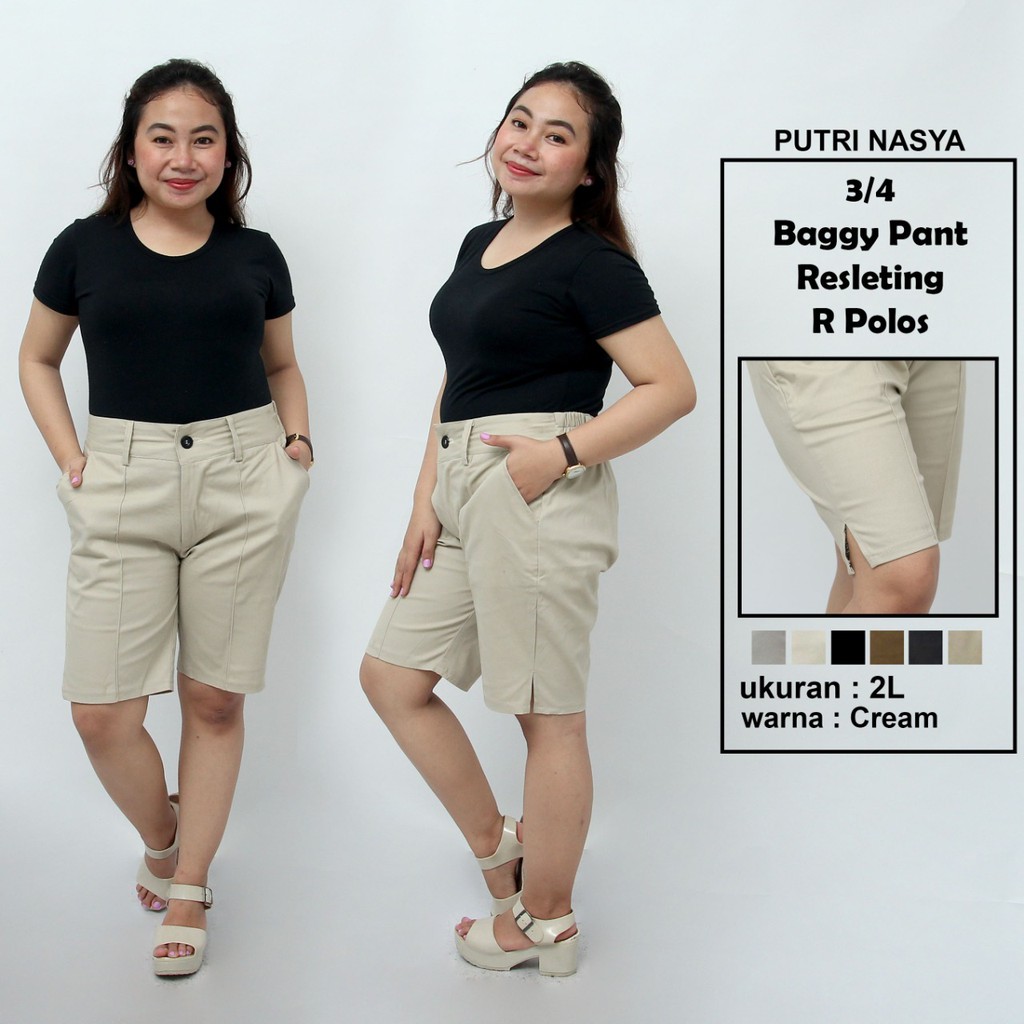 Celana 3/4 jumbo R polos / baggy pant jumbo / celana pendek big size 8L-6L-5L-4L-2L-XL-S fit to L