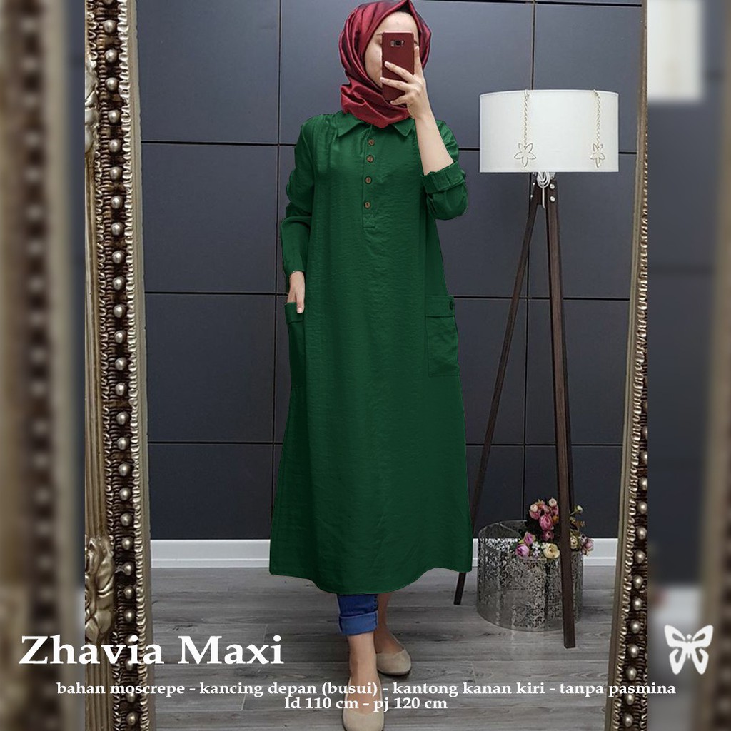 HOPYLOVY - Long Tunik bahan Moscrepe Kekinian Zhavia