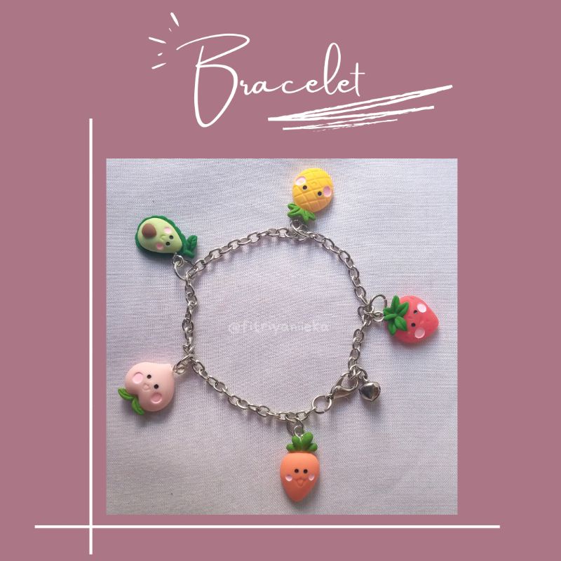 GELANG TANGAN KARAKTER BUAH/BRACELET CUTE KOREA HANDMADE