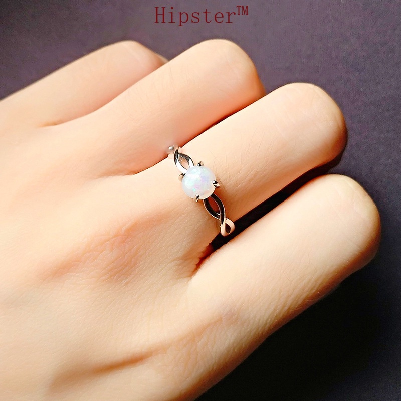 New Hot Sale Fashion Hollowed-out round Colored Gems Adjustable Ring