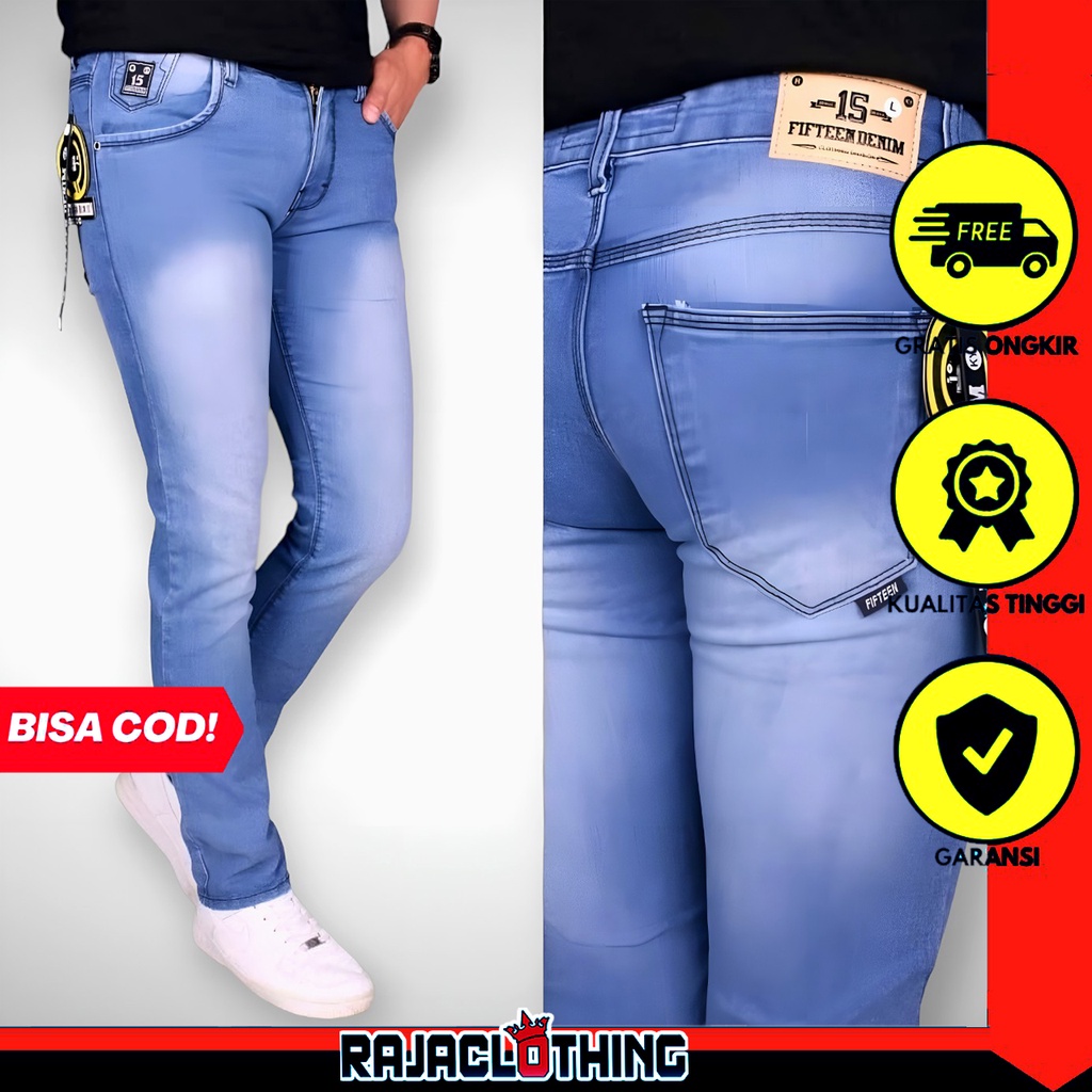 RCL - Celana Jeans Panjang BioBlits Pensil Skinny Semi Slimfit Cowok Cowo Pria Stretch Murah S.M.L.XL / CELANA JEANS PRIA BAHAN MELAR/SLIM FIT