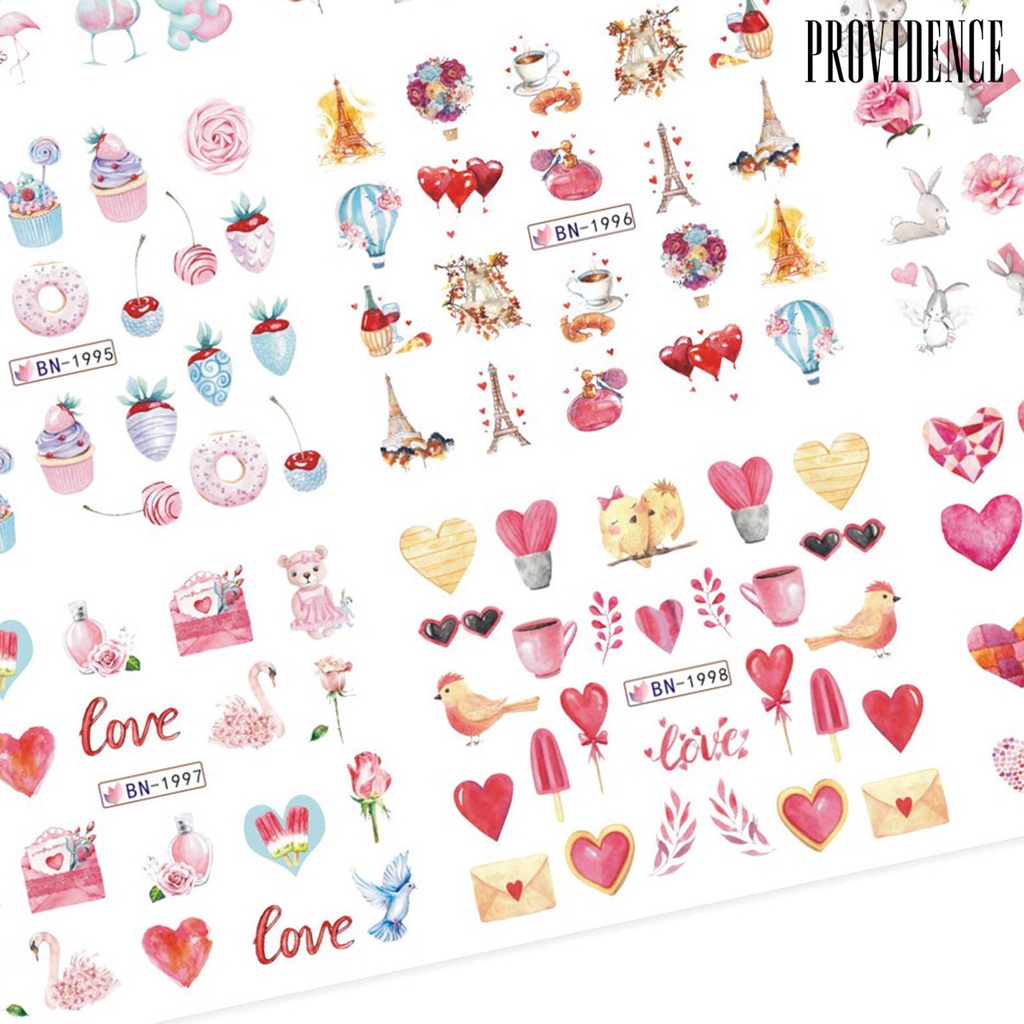 Providence Stiker Kuku Ultra Tipis Motif Hati / Bibir Romantis Untuk Manicure / Hari Valentine