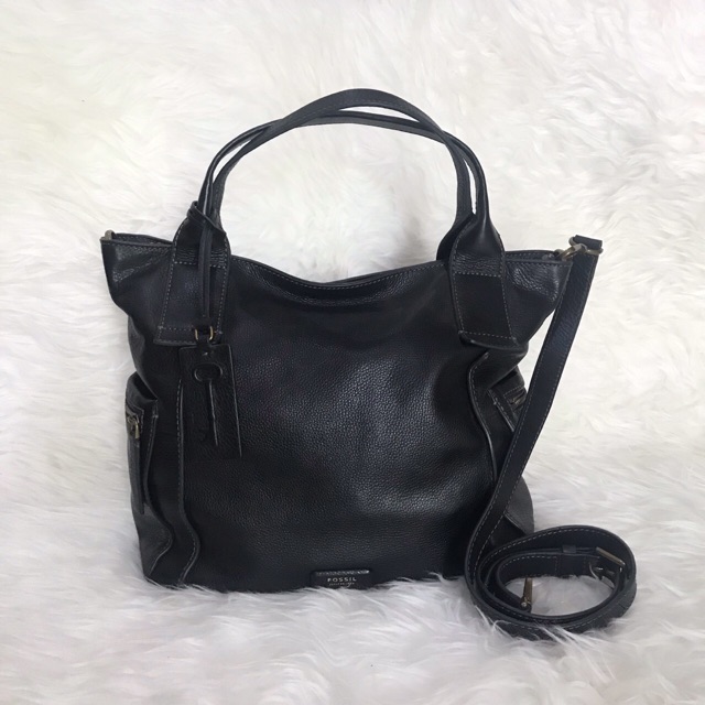 Tas fossil emerson original preloved second seken black hitam size large L