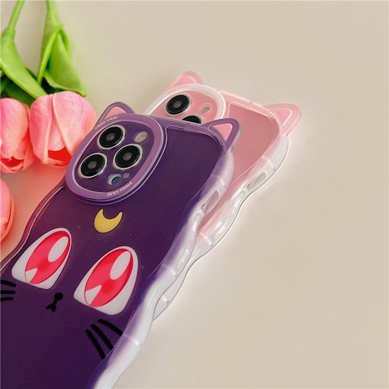 Case Desain Kartun Telinga Kucing Luna Untuk iphone 12 13 11 Pro Max X Xs Max Xr