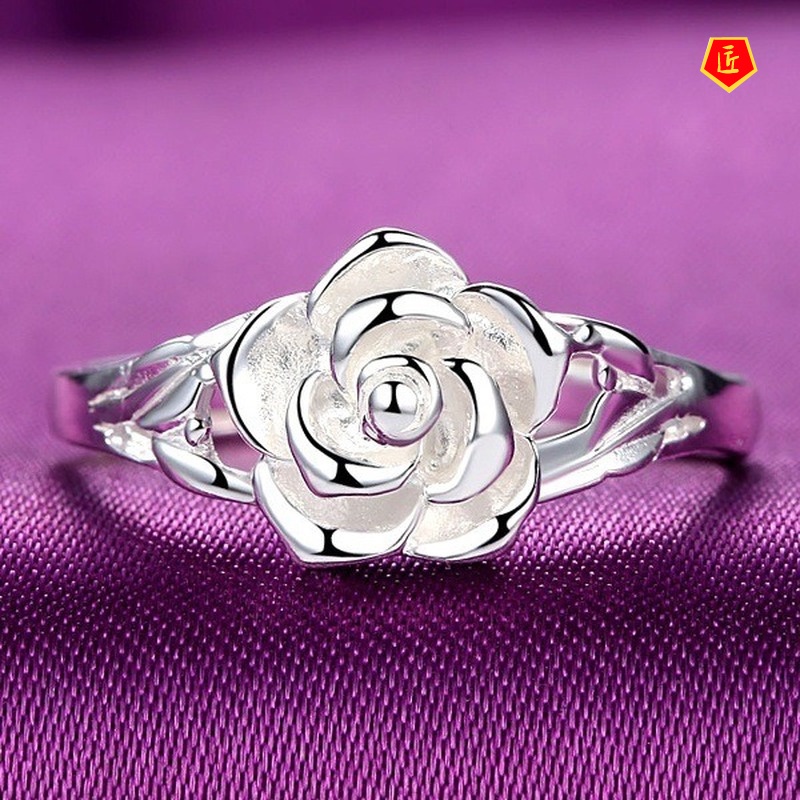 [Ready Stock]S925 Silver Rose Ring Creative Fashion