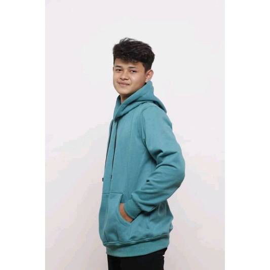 Jaket hoodie polos size M L XL XXL pria wanita Real