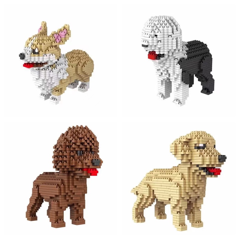 Mainan Balok Bangunsusun Model Lego Bentuk Anjing Husky Mike Schnauzer Untuk Edukasi Anak