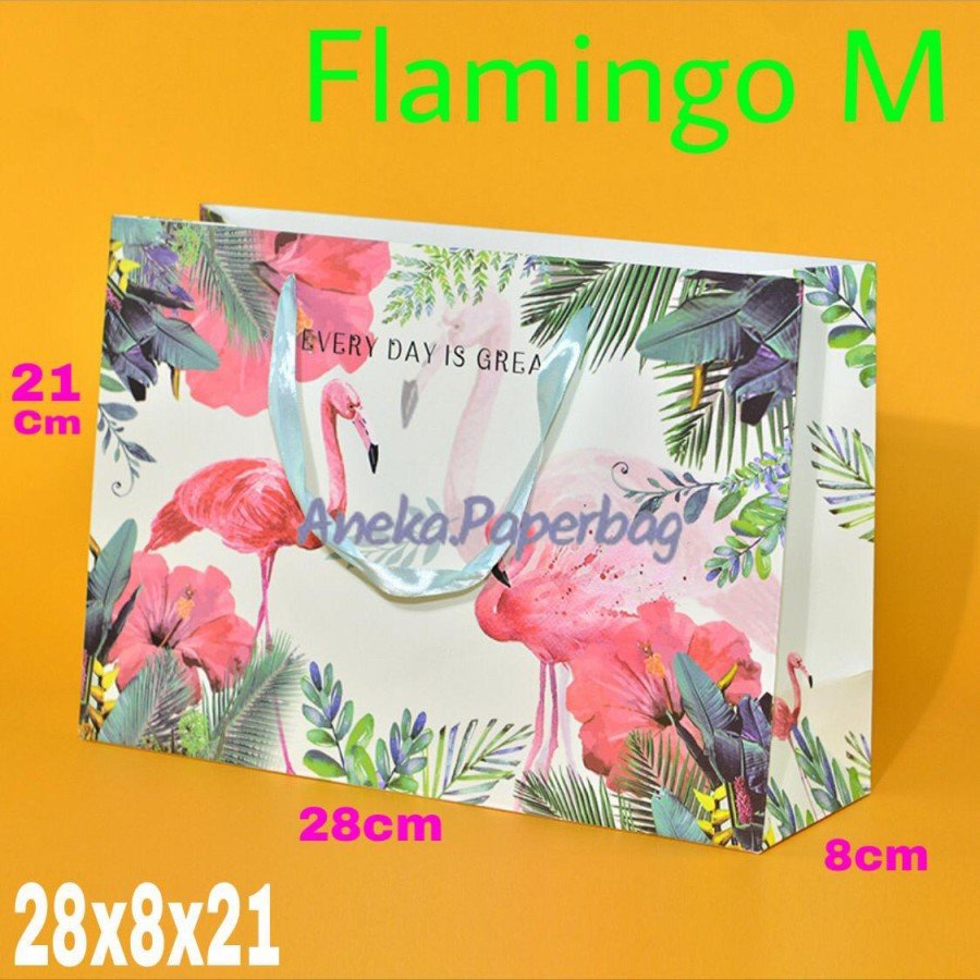 

MIN10PCS Paperbag Kado tas Kertas goodie Bag Gift Bag Flaminggo M 28x8x21 Best Seller