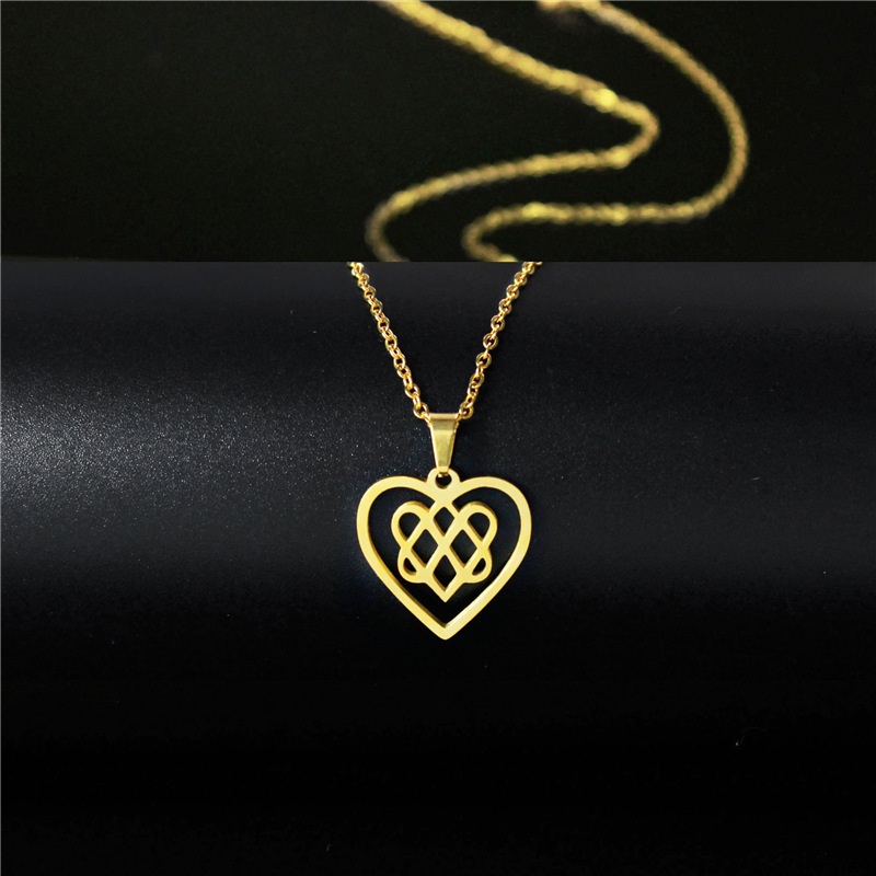 Ornamen 18K Emas Peach heart stainless steel Kalung Cinta gaya Cina berbentuk hati pendek kalung swe