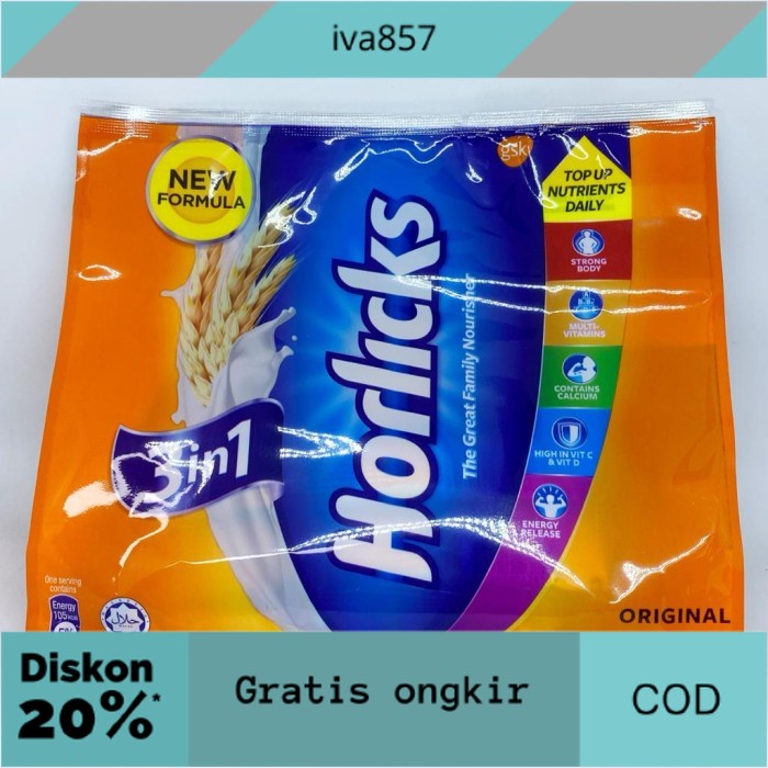 

PROMO Horlicks original 3 in 1 Malaysia/ Nutritious Malt drink GRATIS ONGKIR