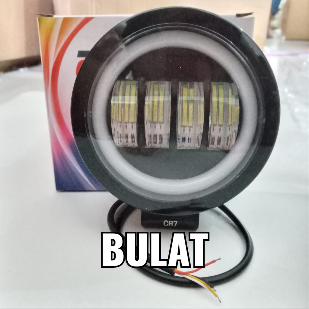 Lampu Tembak sorot 4mata LED - Lampu Tembak Daymaker 4 mata - Kotak Bulat + senja - Diam &amp; Kedip Lensa 4D