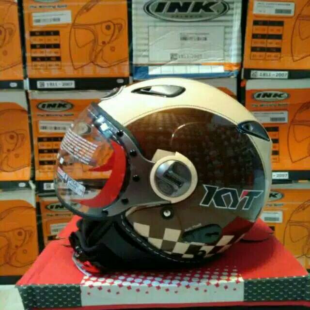 HELM KYT ELSICO MOTIF SERI #2  WHITE BROWN