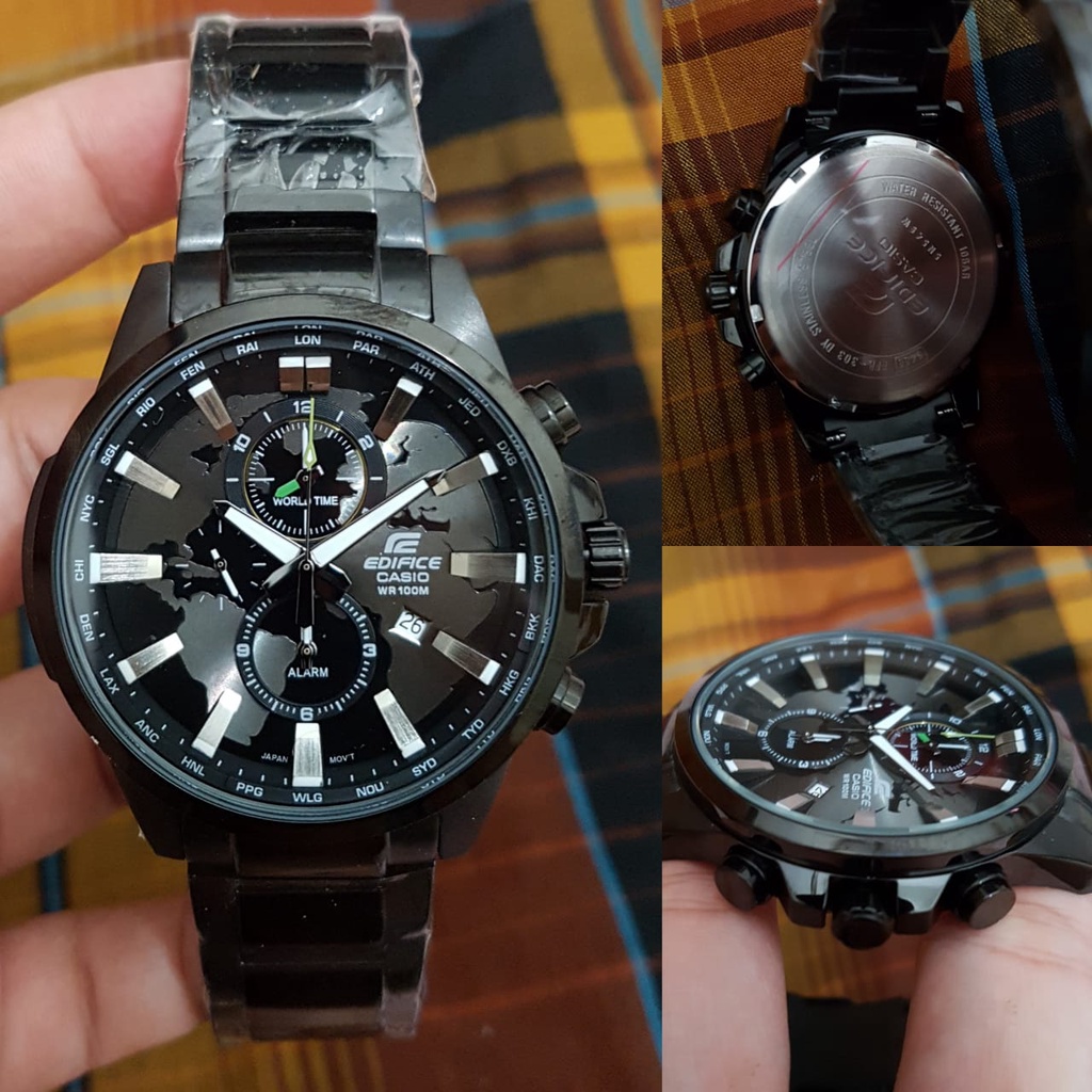 JAM TANGAN REAL PRIA CASIO EDIFICE EFR 303 EFR303 CHRONOGRAPH BOX ORIGINAL GARANSI 1 TH