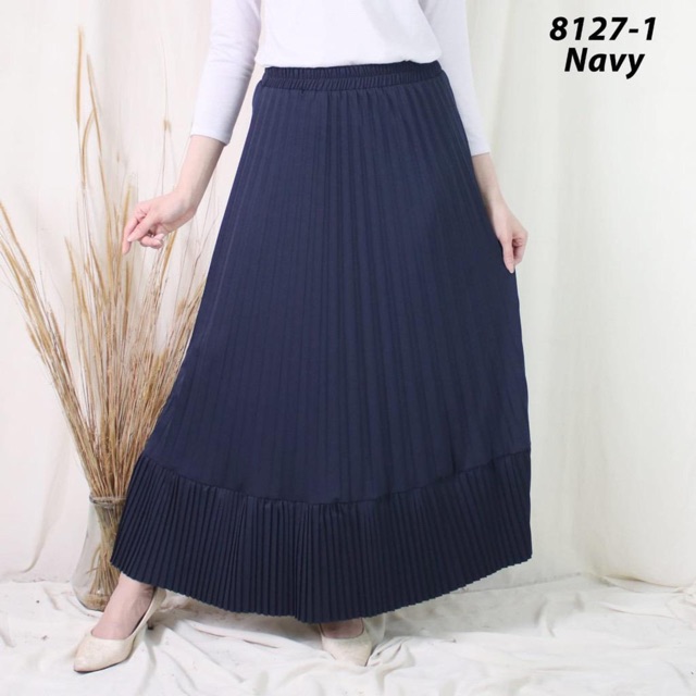 BD 8120 - ROK PLISKET MUSLIM ABG MURAH ALLSIZE L KARET MELAR HYGET CANTIK GROSIR POLOS LIDI MAYUNG