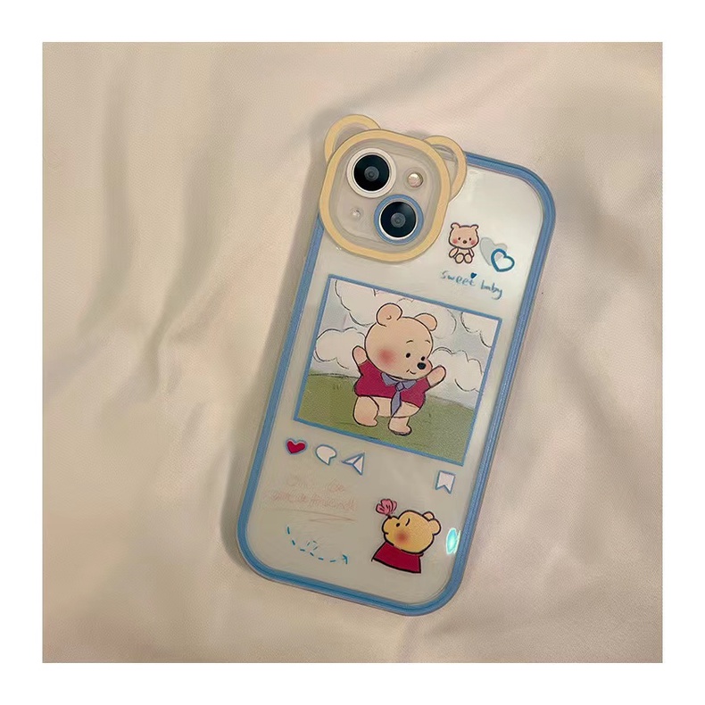 Soft Case Silikon TPU Transparan Motif Beruang Babi Untuk IPhone 12 13 Se 2020 6 6S 7 8 Plus X XS XR 11 Pro Max