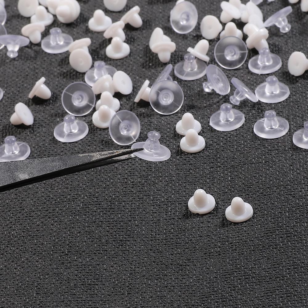 100-200 Pcs / Lot Stopper Anting Bentuk Bulat Bahan Plastik