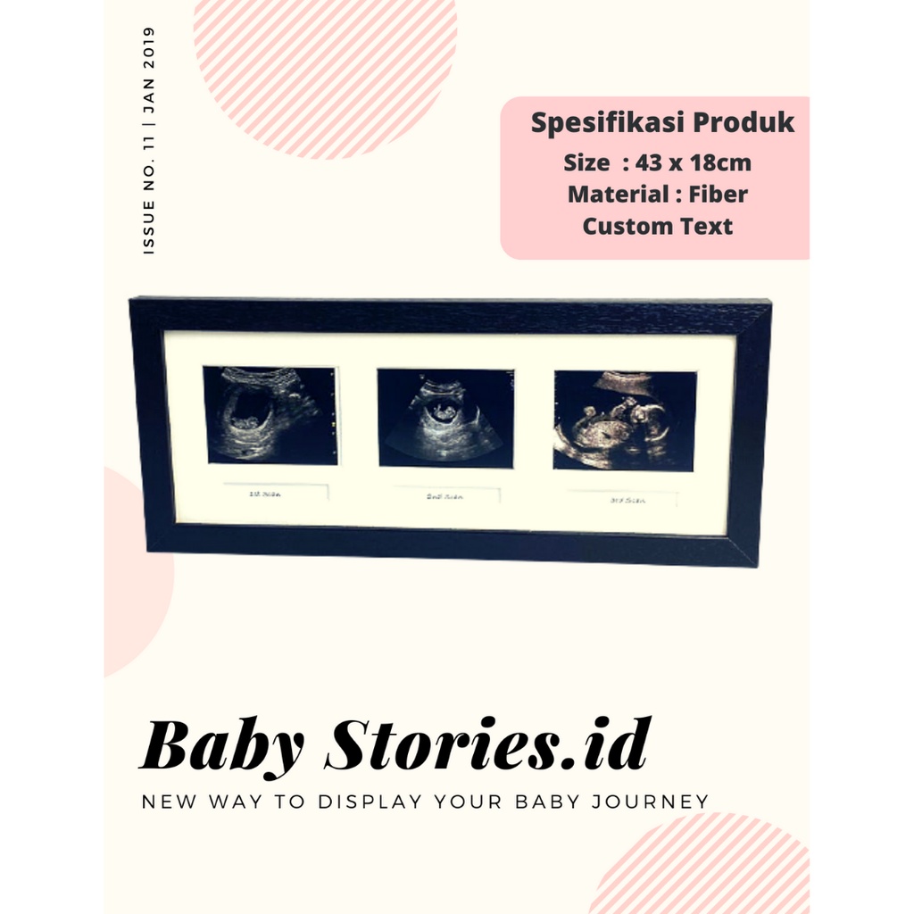 BINGKAI FOTO/ FRAME FOTO BAYI USG CUSTOM UNIK 3 FOTO BLACK
